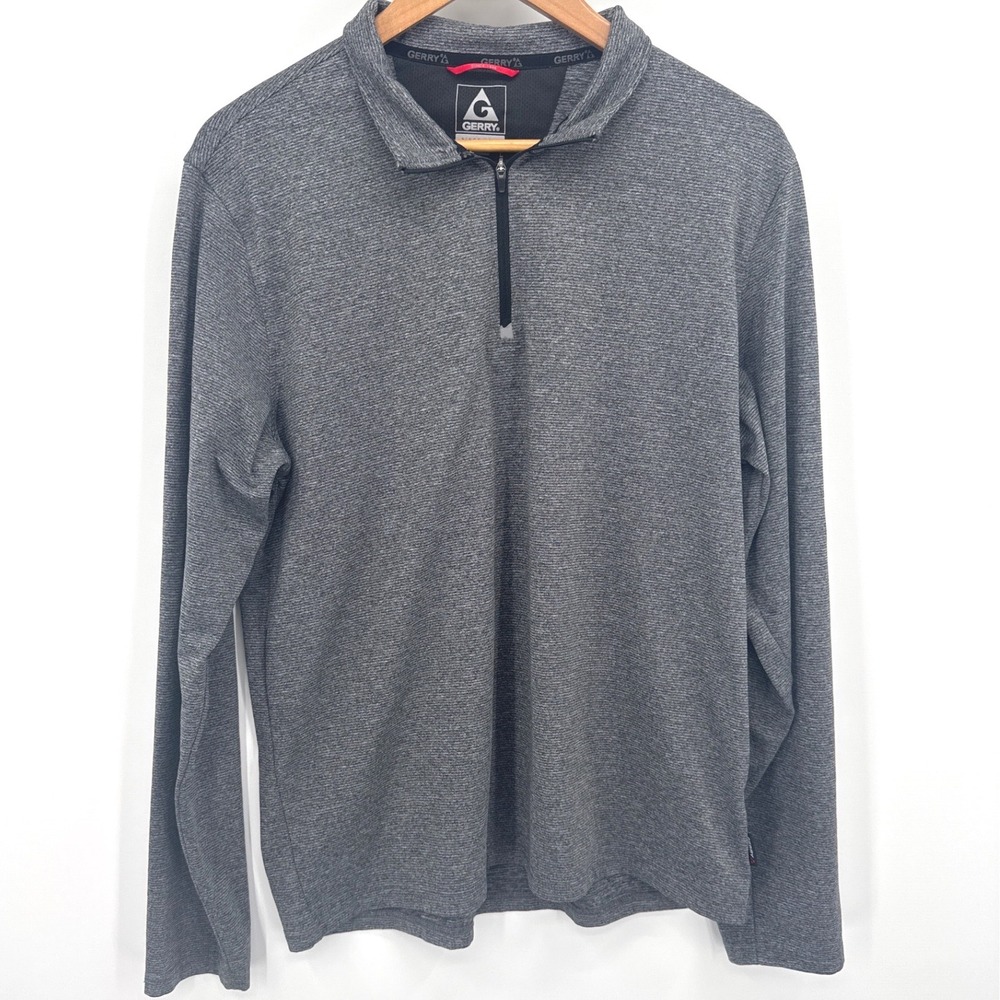 Gerry Mens Quarter Zip Pullover Large Gray Heather Long Sleeve 1745090